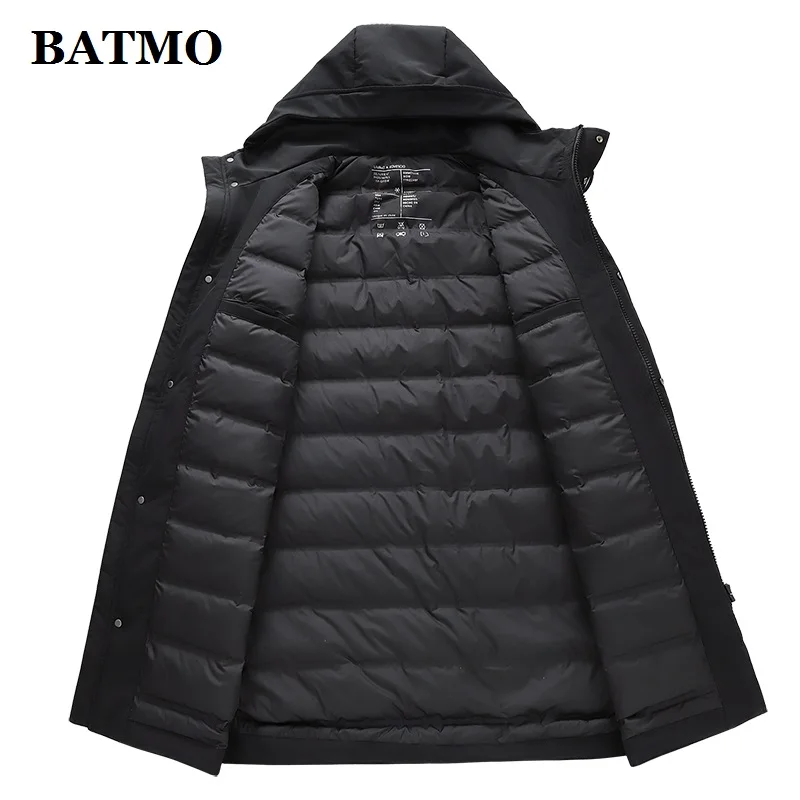 Мужская куртка с капюшоном BATMO зимняя теплая на 80% белом утином пуху большие
