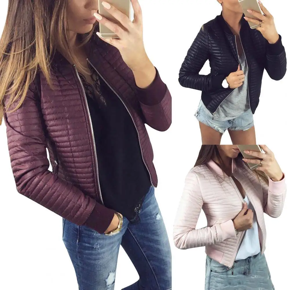 

Women Jacket Long Sleeve Stylish Faux Leather Women Motorcycle Jacket for Daily Life