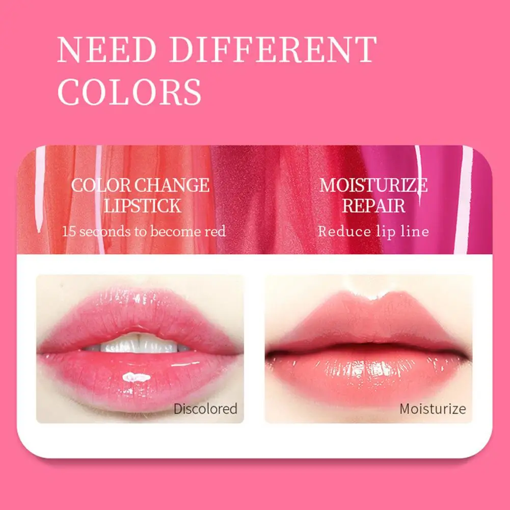 

Magic Lip Balm Temperature Change Color Red Lipstick Natural 5 Flavors Moisture Lip Balm Long Lasting Moisturizing