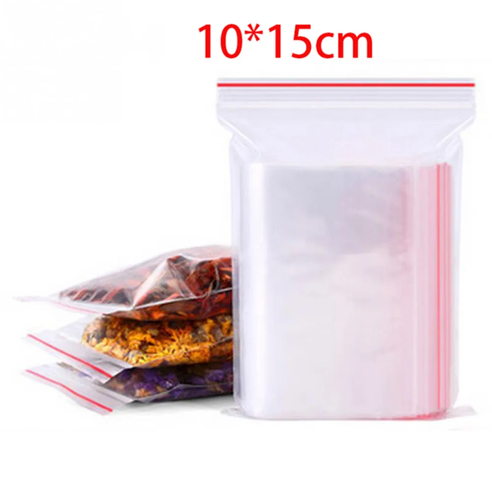 

100pcs/pack Small Zip- Lock Resealable PlasticClear Poly Food Transparent Storage Vacuum Fresh Organize Storage Bag