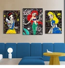 Абстрактное граффити искусство Дисней фотообои и печать Белоснежка Картина на холсте Золушка Русалка для девочки украшение для дома