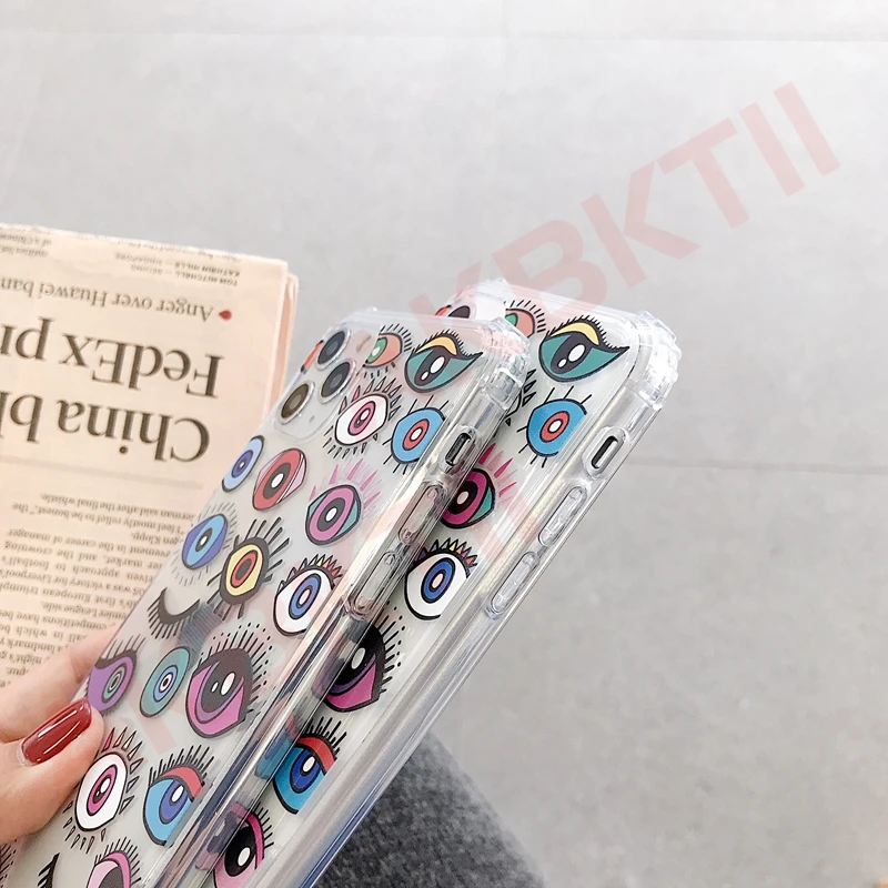 Милый прозрачный персональный глаз анти-падение пары чехол для телефона Iphone 11 pro