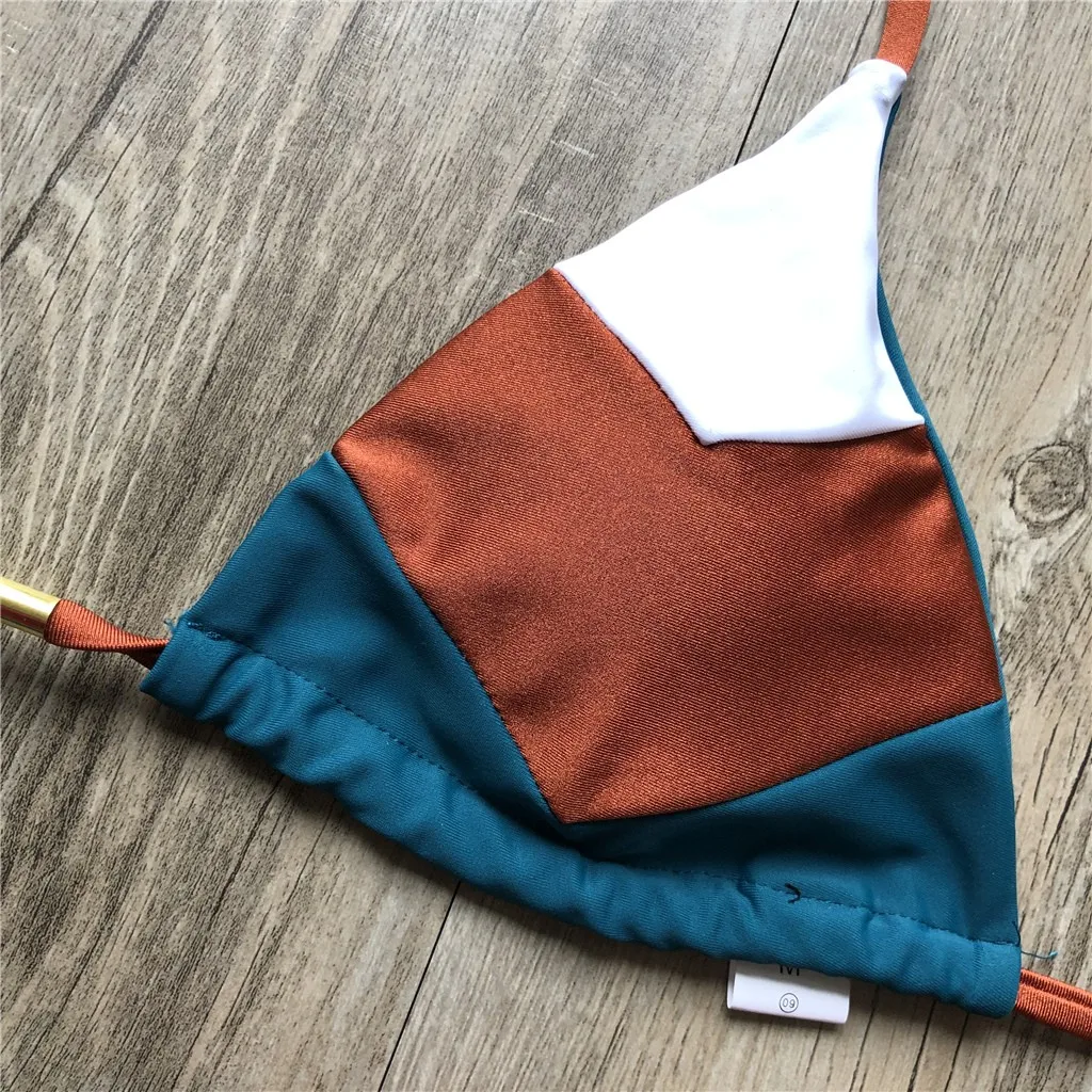 

Womens Swimwear Sexy Bandage Three-point Sling Bikini Sets Hot Stamp Sport Push-Up Padded Summer Swimsuit L*