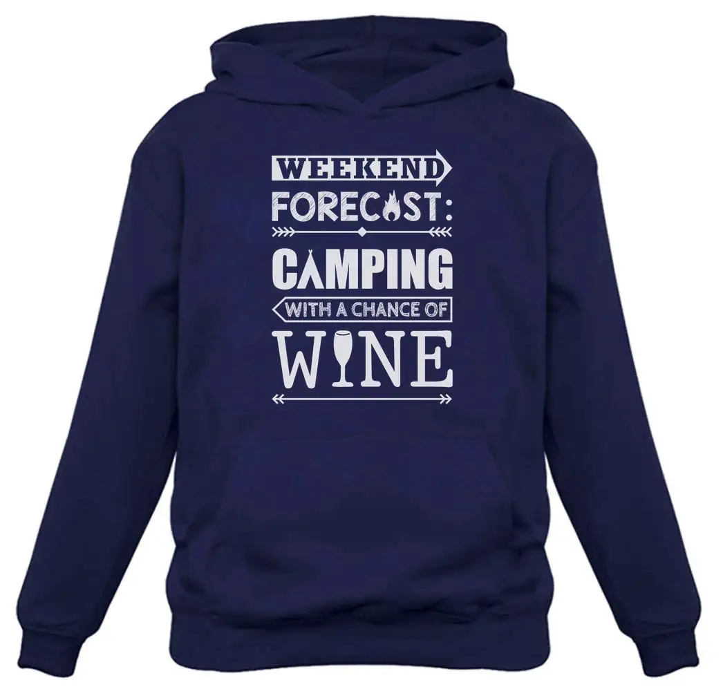 

Weekend Forecast Camping with Wine Funny Camping Gift Men Women Hoodie