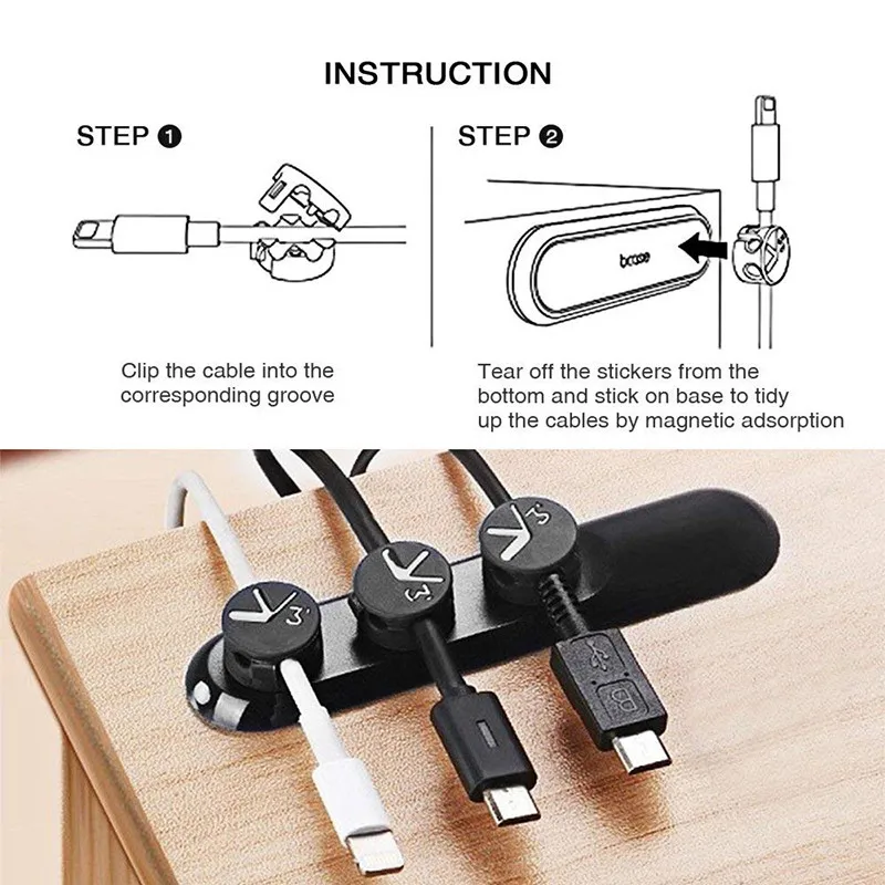 Магнитный USB-зажим для кабеля органайзер управления проводами держатель
