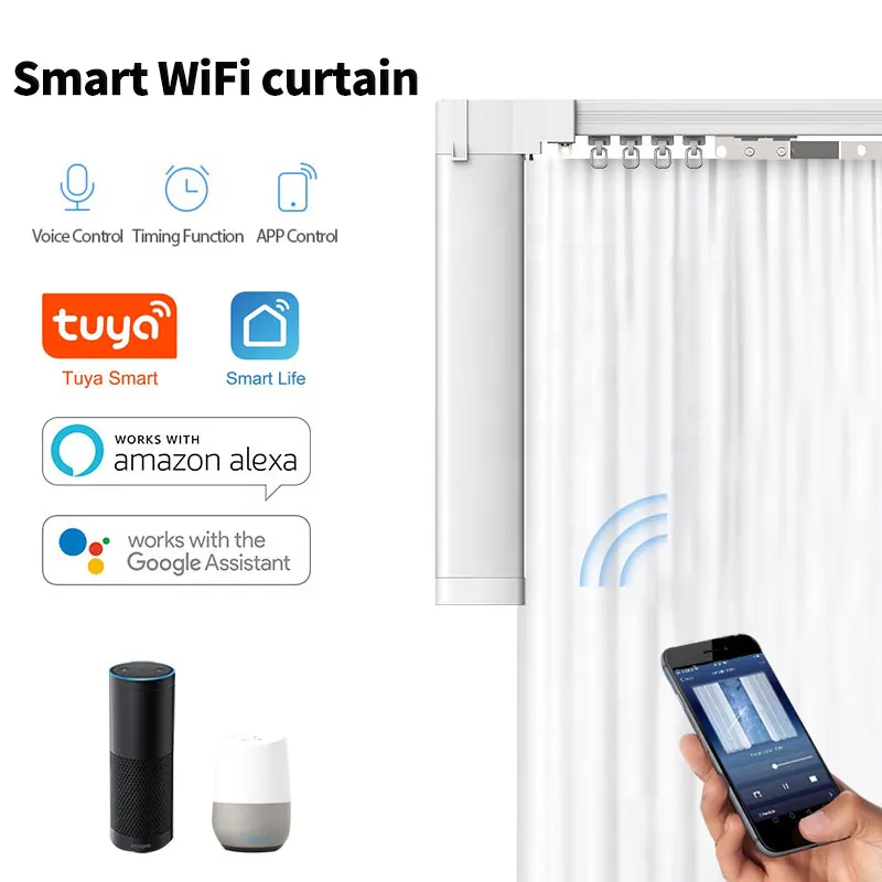 Умный Wi Fi мотор для штор tuya Smart life работает с alexa Googlehome дистанционным управлением