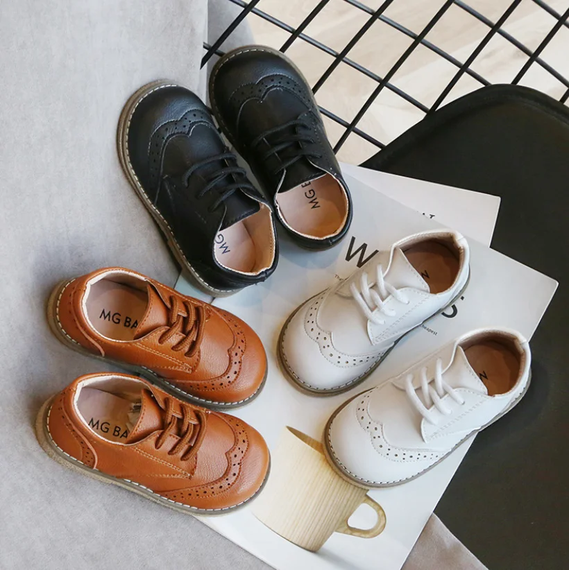 Детская кожаная обувь в английском стиле для мальчиков Модная повседневная