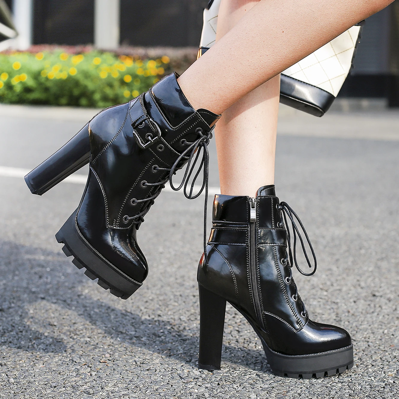 LAIGZEM/модные женские ботильоны Водонепроницаемые ботинки на Высоком толстом