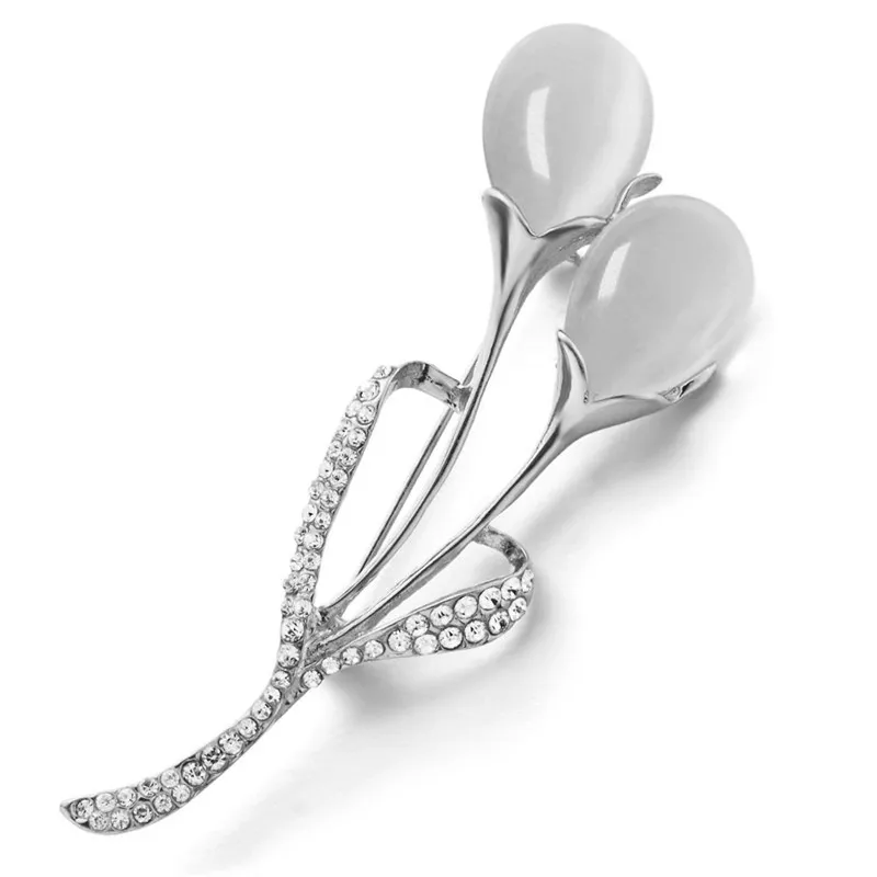 Модная брошь Dalaful в виде цветка тюльпана булавка кристалл со стразами опал камень