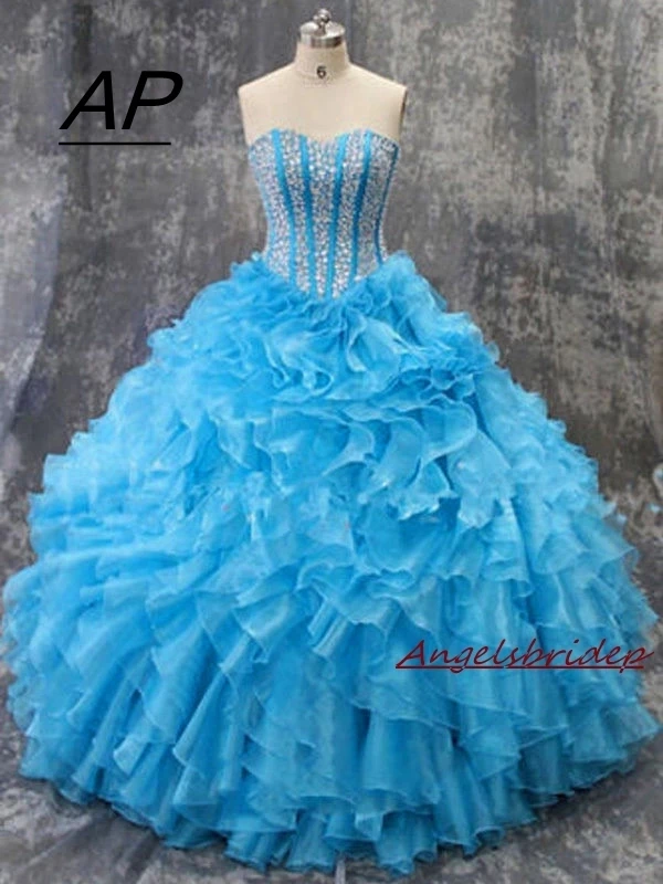 

ANGELSBRIDEP Quinceanera Dresses 2021 Plus Size Beading Sparking Sweetheart Organza Vestidos De 15 Anos Princesa Party Gowns