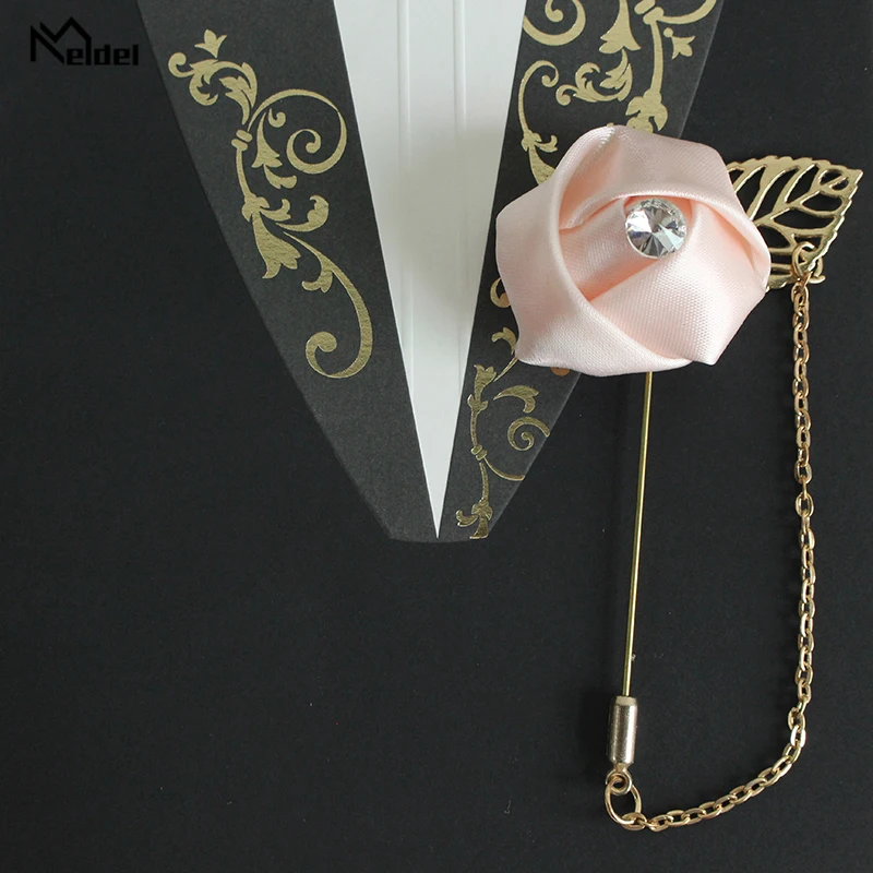 Pale-Pink Meldel Искусственный цветок розы свадебная бутоньерка для жениха корсаж Бутоньерка брошь корсажи Свадебный планировщик свадебные аксессуары - Цвет: Pale-Pink