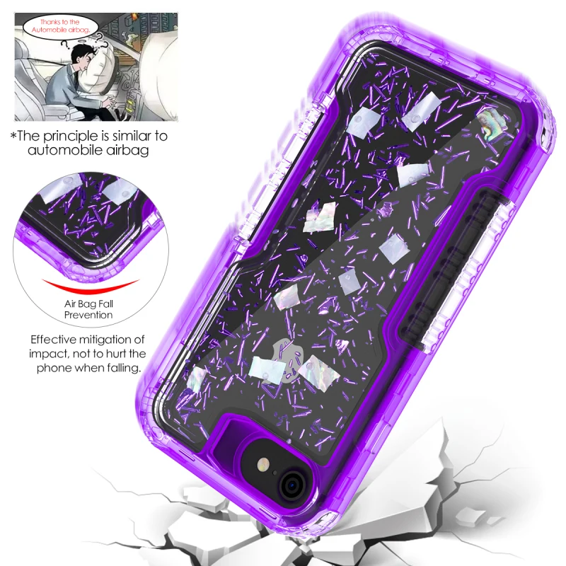 Роскошный чехол для телефона iPhone 8 7 6 Блестящий жесткий 3 в 1 из мягкого ТПУ с