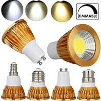 gold shell led cob bulb dimmable led spotlight lamp b22 gu10 e27 e14 gu5 3 mr16 base 9w 12w 15w 220v 12v ultra bright bulb for h
