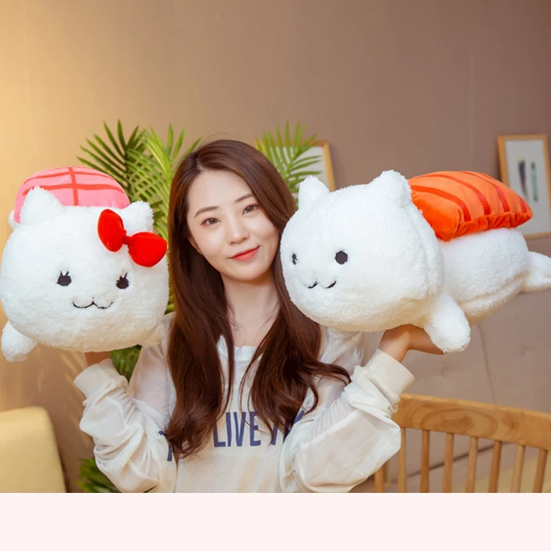 Симпатичная популярная плюшевая игрушка 45 см Kawaii Лежащая суши кошка Мягкая милая
