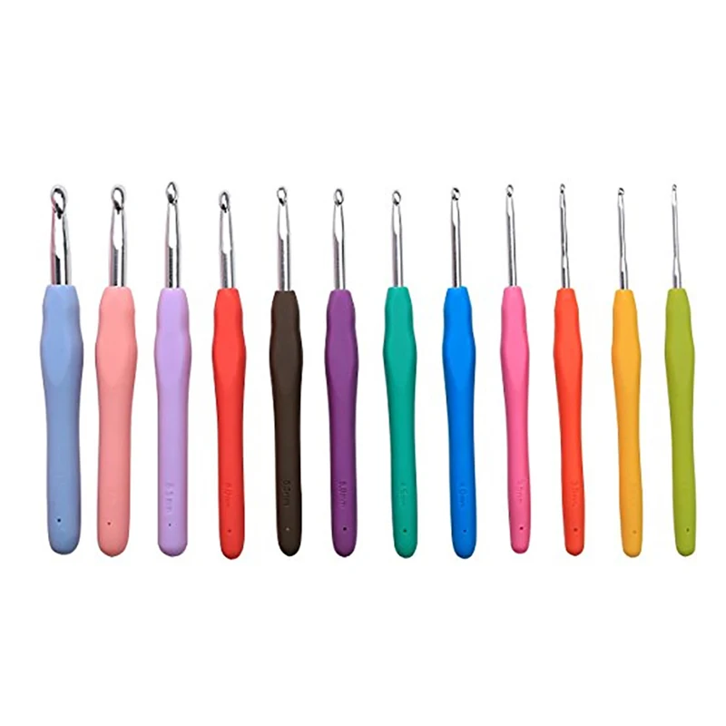 12 шт. крючки для вязания крючком мягкая ручка набор игл рукоделия аксессуары
