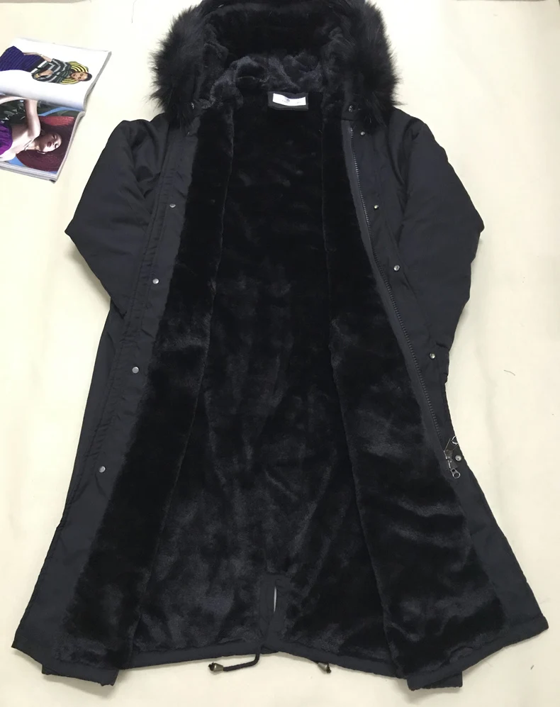 Parka Coat Long Winter Jacket Women Warm Big Fur Plus Size Female Lady Overcoat Outwear Clothes Black Windproof Tops Hat