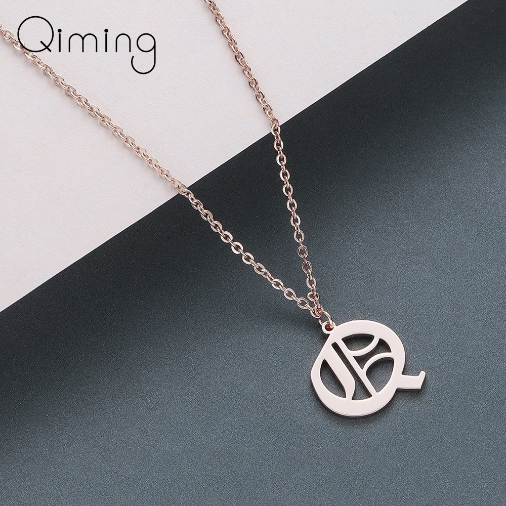 Женское Ожерелье QIMING с подвесками буквами A B C D E F G H I J K L M N O P Q R S T U V W X Y Z ювелирные