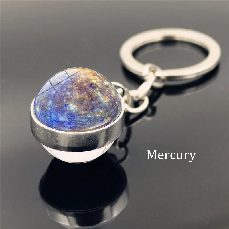 Mercury Брелок для ключей с солнечной системой планета галактика Туманность космический брелок луна земля солнце Марс художественное изображение двусторонний стеклянный шар автомобильный брелок - Цвет: Mercury