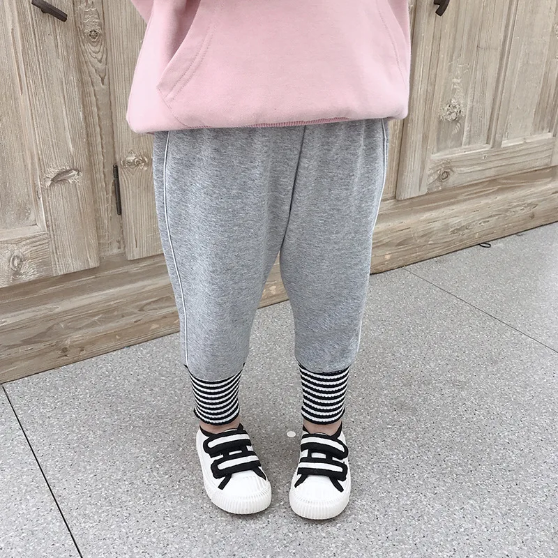 Autumn boys girls Spliced striped sports pants kids cotton soft 5 colors casual all-match trousers 2-7Y