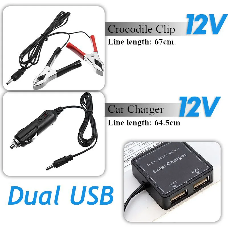 Купить Поликремниевая Кремниевая солнечная панель 40 Вт с двойным USB-портом для автомобиля, лодки, яхты, аккумуляторные зарядные устройства 540X280X2,5 м...