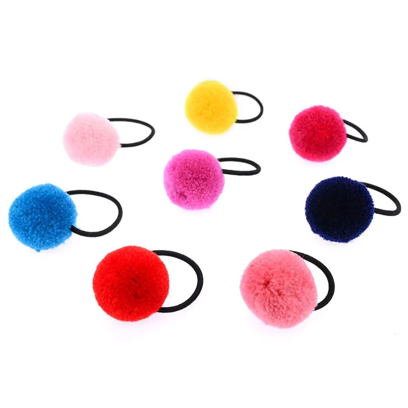 2 шт./лот пушистые повязки для волос с помпонами аксессуары на голову резинки