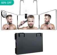 3 way mirror with light and magnifying glass for diy haircut tool to cuttrimor shave your head neckline at home