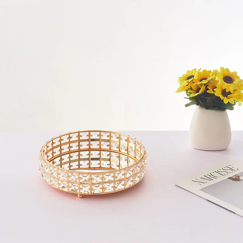 Ретро-лоток для хранения со стразами хрустальный поднос косметики органайзер