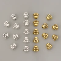 50pcslot tibetan silvergold color 3d maitreya buddha head spacer beads charms 2 sided diy bracelet jewelry making 10mm