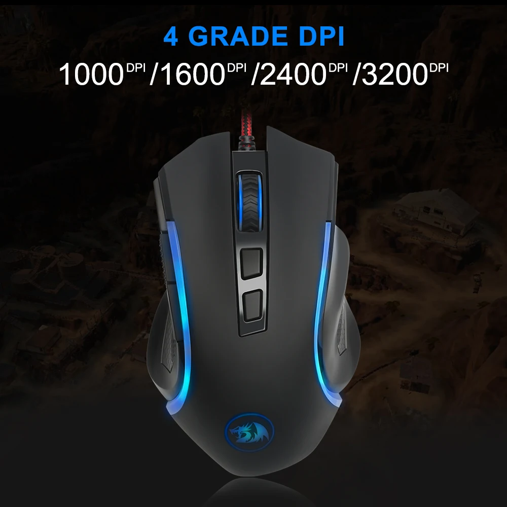 Redragon nothesaur M606 USB Проводная игровая компьютерная мышь 3200 dpi 6 кнопок 7 цветов с подсветкой рефлон колодки Эргономичный для PC Gamer