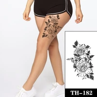 big black rose tattoos fake men women english letters tattoo waterproof large size body arm legs tattoos temporary stickers