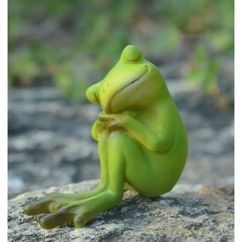 Креативная симпатичная полимерная статуя лягушки уличная скульптура для дома