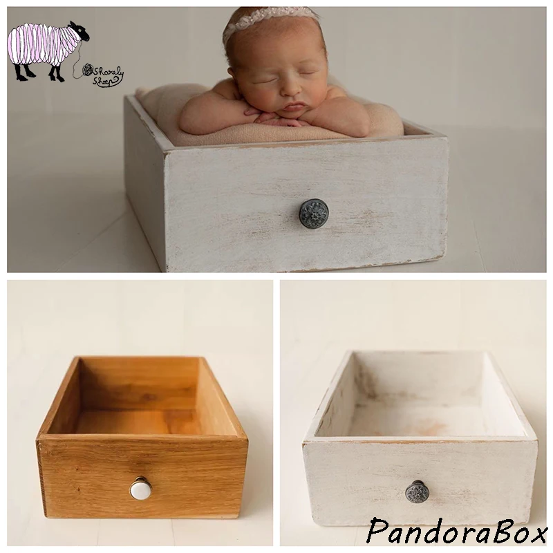 Retro Drawer Newborn Photography Wooden Prop Infant Baby Boy Girl Photo Shoots Studio Posing Wood Bed Props foto Shooting Basket