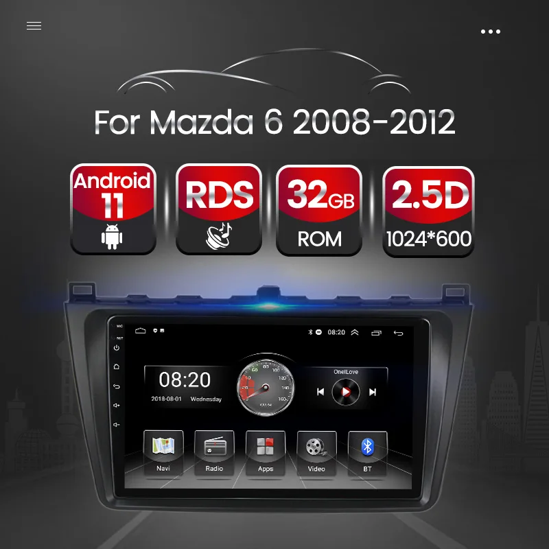 

2GB+32GB Android 11 Carplay GPS Navigation Autoradio Car Multimedia Radio Stereo Player For Mazda 6 2008 2009 2010 2011 2012