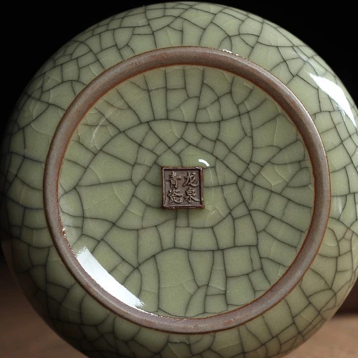 

WIZAMONY Top Grade Crackle Glaze Longquan Celadon Ceramics 405g Capacity Eco-Friendly Tea Caddy Tea Canister Tea Porcelain Jar