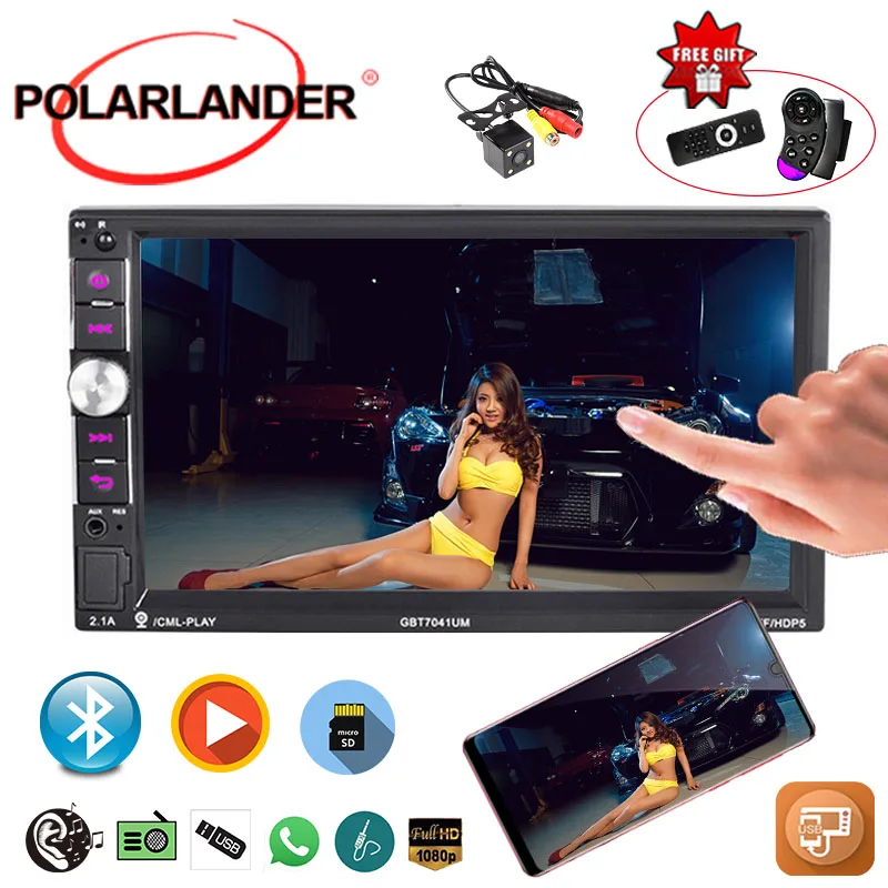 Сенсорный экран 7 &quotHandfree 2DIN зеркальная связь Bluetooth HD 1024*600 автомобильное радио