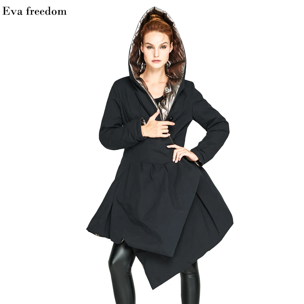 Glossy double-sided jacket girls 2021 winter women's irregular design sense down jacket women fashion