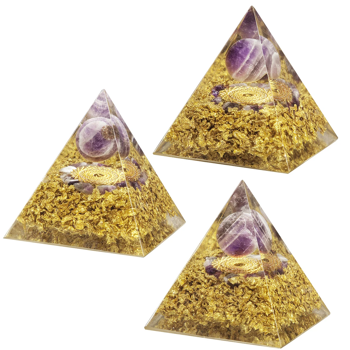 TUMBEELLUWA Crown Chakra Orgone Pyramid Crystal Stone Ball Reiki Balancing Energy Generator for EMF Protection Yoga Meditation