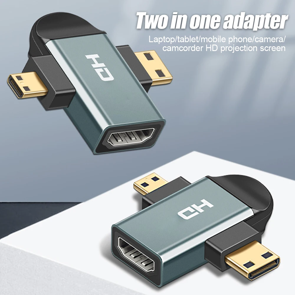 

2 in 1 Adapter HDMI-Compatible Female to Micro Mini HDMI-compatible Male Cord Connector For Video Camera Laptop Extender Coupler