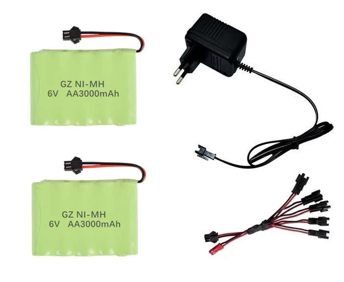 Арбузно-красный 6v 3000mAh аккумулятор и зарядное устройство для радиоуправляемых автомобилей Роботы танки пистолетные лодки 6v NiMH Аккумулятор Aa 2400mah 6v перезаряжаемый аккумулятор - Цвет: Арбузно-красный
