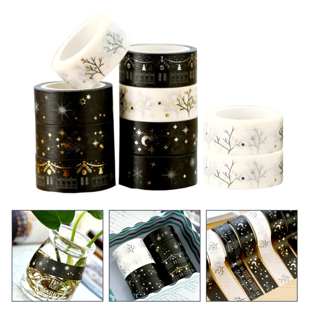 

10 Rolls DIY Tapes Washi Paper Tapes Gold Foil Washi Tapes (Mixed Style)
