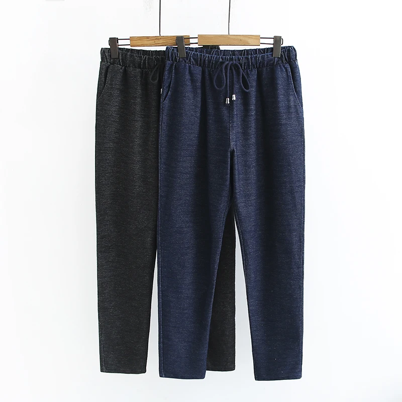 

New Middle-aged Women's Denim Trousers New Elastic Waist tie Casual Jeans Plus Size 4XL Spring and Autumn Female Mom Pants J234