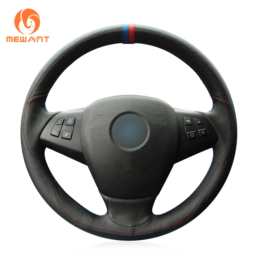 

Black Genuine Leather Car Steering Wheel Cover for BMW X5 E70 2006 2007 2008 2009 2010 2011 2012-2013