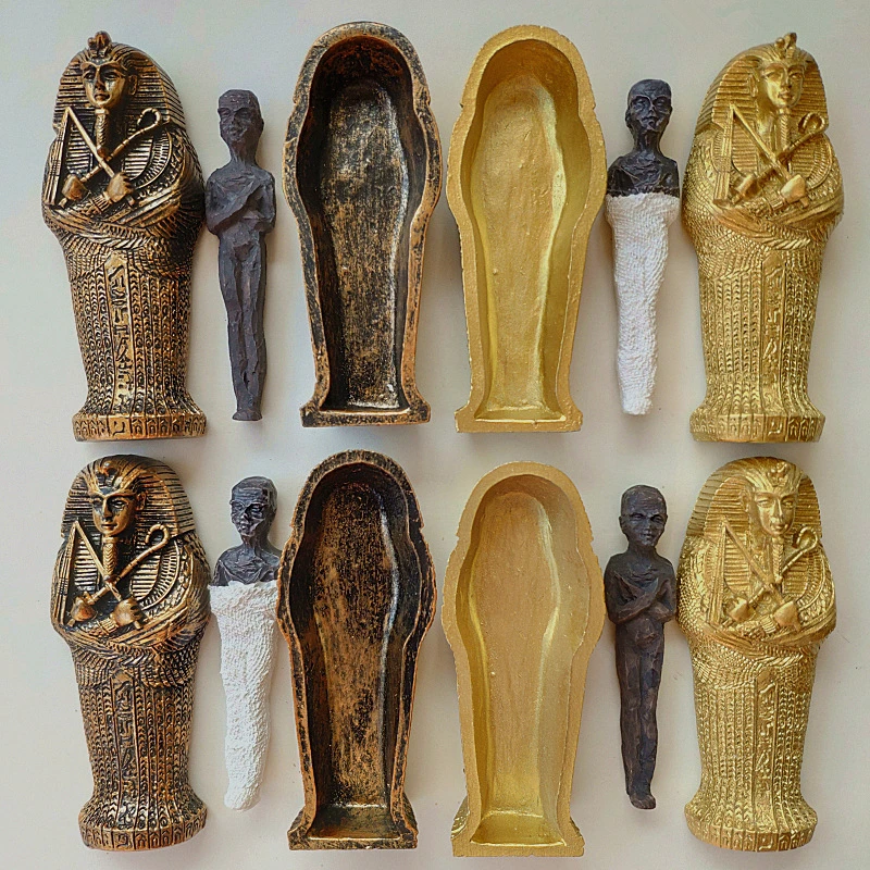 

Egyptian King Pharaoh Sarcophagus Coffin With Mummy Figurine Statue Miniature Sandplay Decor Miniature Model Home Decoration