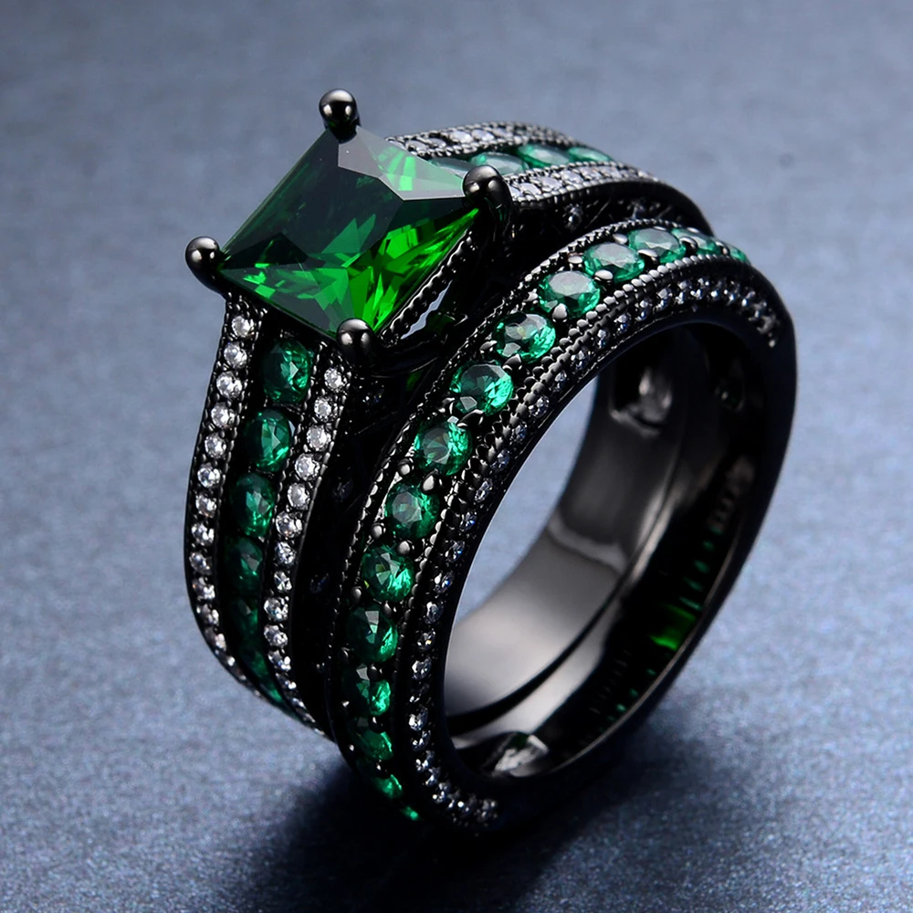 

New 2021 rings for women Explosive ring zircon square four claw double ring jewelry creative new fashion couple ring