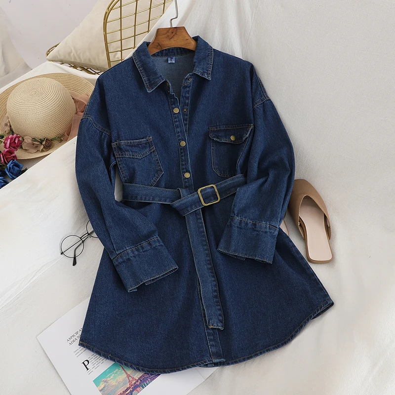 Новая весенняя и осенняя Корейская однотонная однобортная джинсовая рубашка с