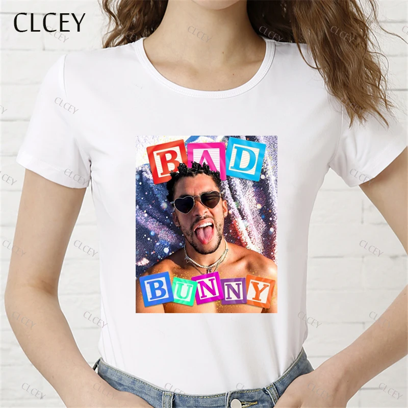 Футболка Bad Bunny в стиле Харадзюку женские белые футболки Корейском Женская