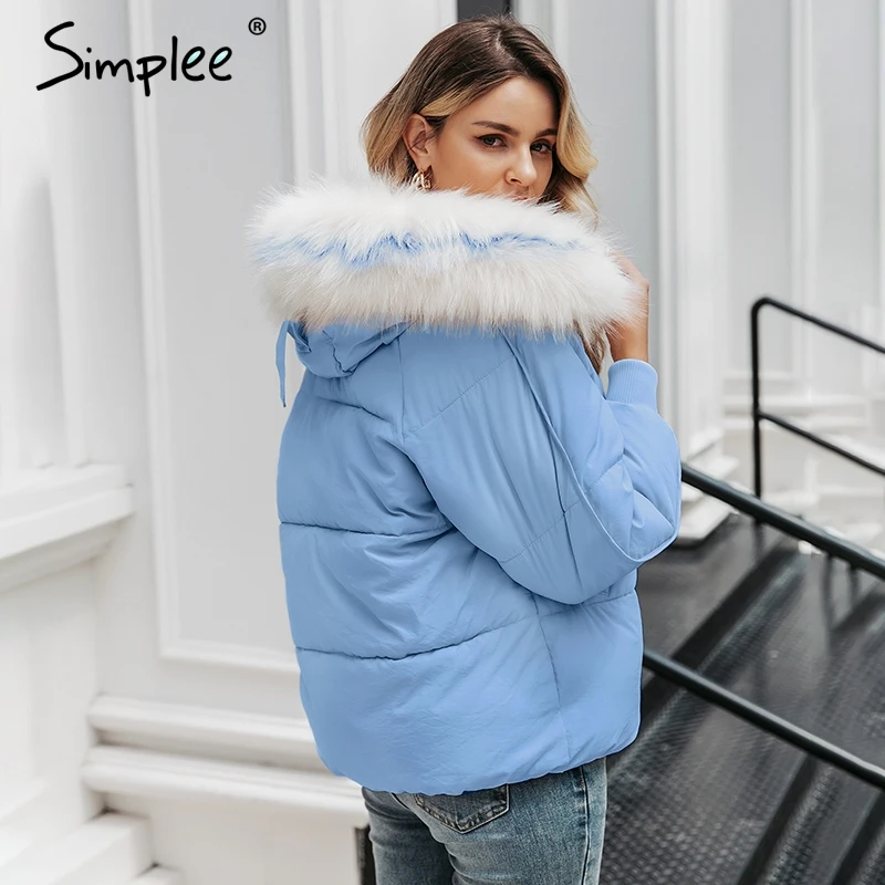 Simplee женская верхняя одежда с капюшономс длинным рукавом меховой воротник