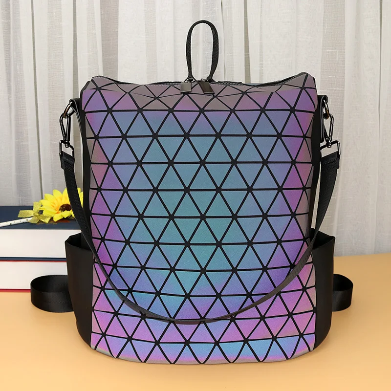 

New geometric diamond luminous creative ladies backpack casual backpack