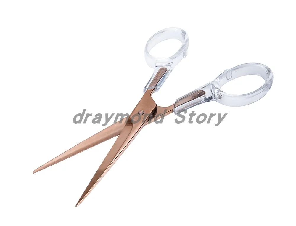 rose gold 162mm Золотые цветные акриловые ножницы канцелярские товары для студентов офисные принадлежности прозрачные металлические ножницы - Цвет: rose gold 162mm