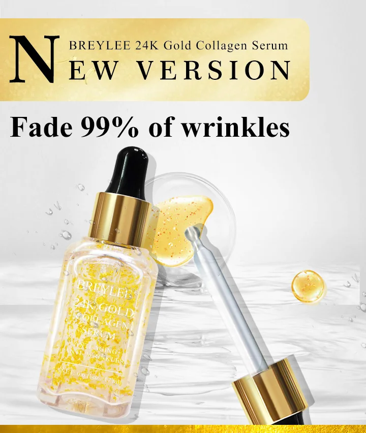 BREYLEE 24k Золотая сыворотка, коллагеновая эссенция, анти-старение, удаление морщин, уход за кожей лица, подтягивающая, подтягивающая, отбеливающая, восстанавливающая сыворотка, 17 мл